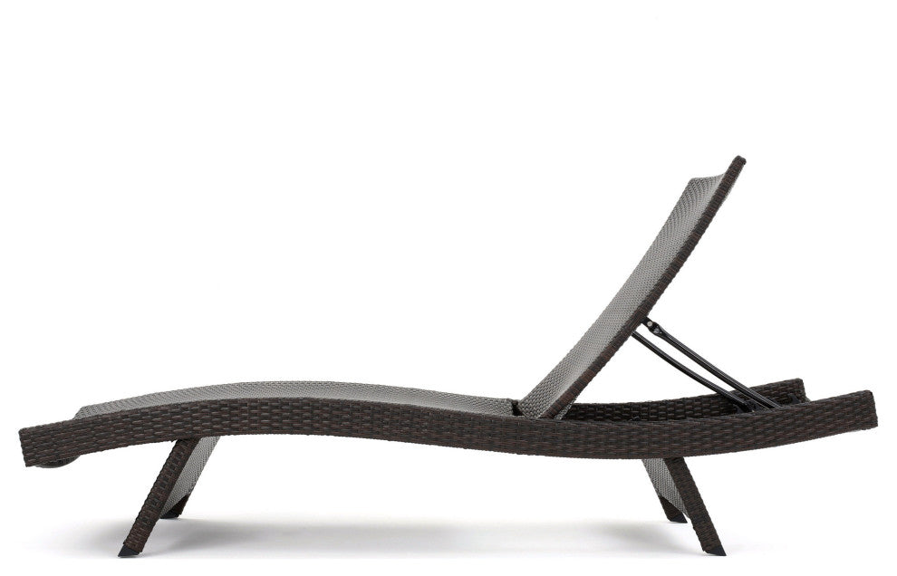 GDF Studio 3-Piece Brown Wicker Adjustable Chaise Lounge Set