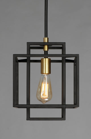 Maxim 10246 Liner 1 Light 10"W Mini Pendant - Black / Satin Brass