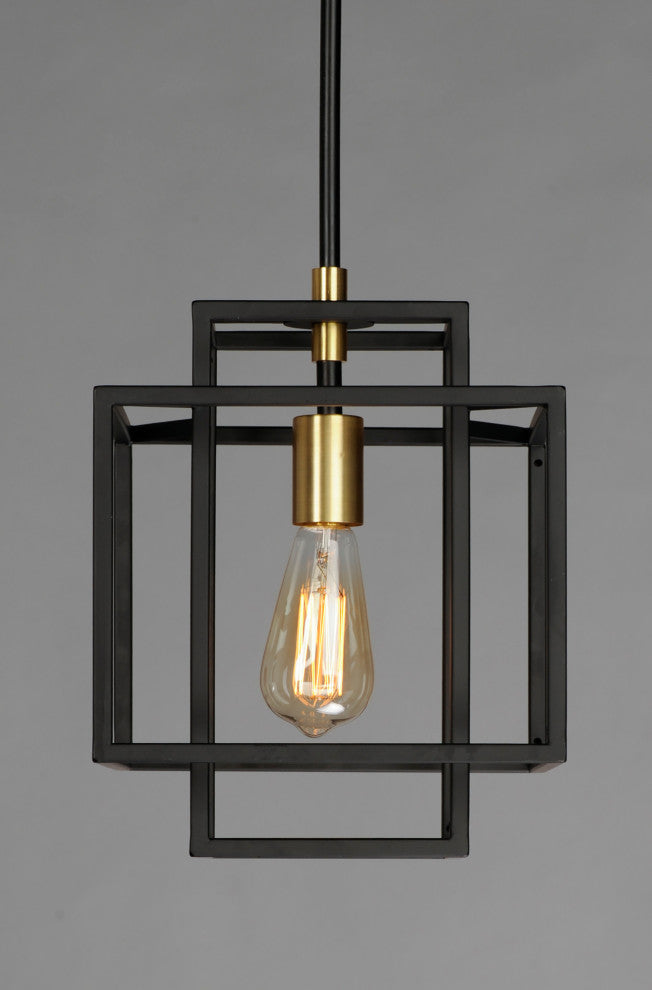 Maxim 10246 Liner 1 Light 10"W Mini Pendant - Black / Satin Brass