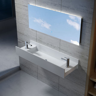 47" Polystone Rectangular Wall Mounted Sink Only, Matte White, No Faucet