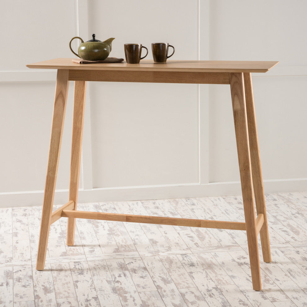 GDF Studio Margaret Natural Walnut Finish Wood Bar Table, Oak Finish