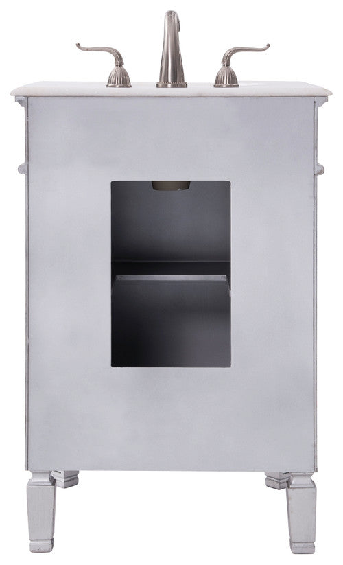 24" Single Bathroom Vanity Set, White, White, 24