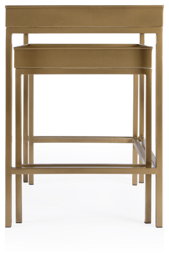 Butler Specialty Company, Lenny 2 Piece Glass Nesting Tables, Gold