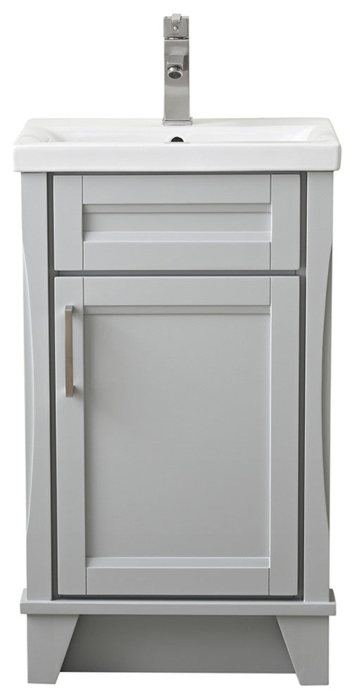 20" Single Sink Vanity With White Ceramic Sink Top, Light Gray