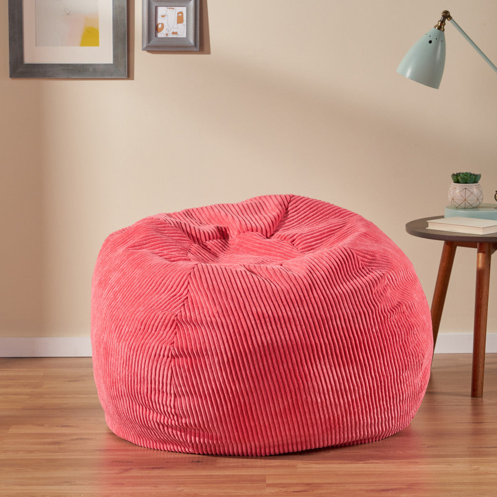 Spring 3 Foot Corduroy Beanbag, Pink Rose
