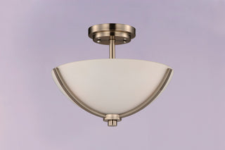 Maxim 20031 Deven 3 Light 14"W Semi-flush Bowl Ceiling Fixture - Satin Nickel /