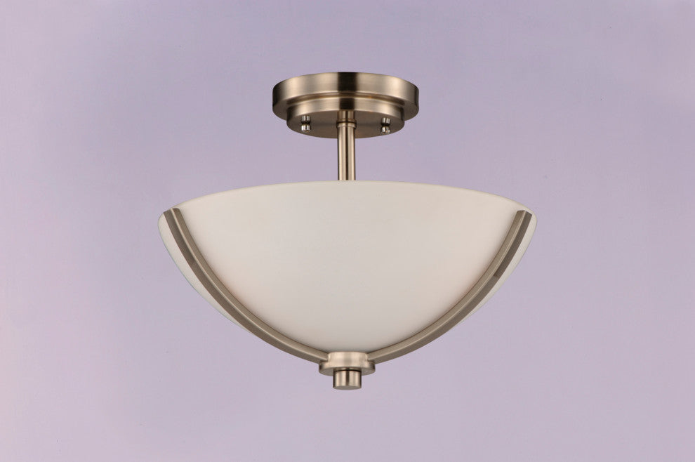 Maxim 20031 Deven 3 Light 14"W Semi-flush Bowl Ceiling Fixture - Satin Nickel /