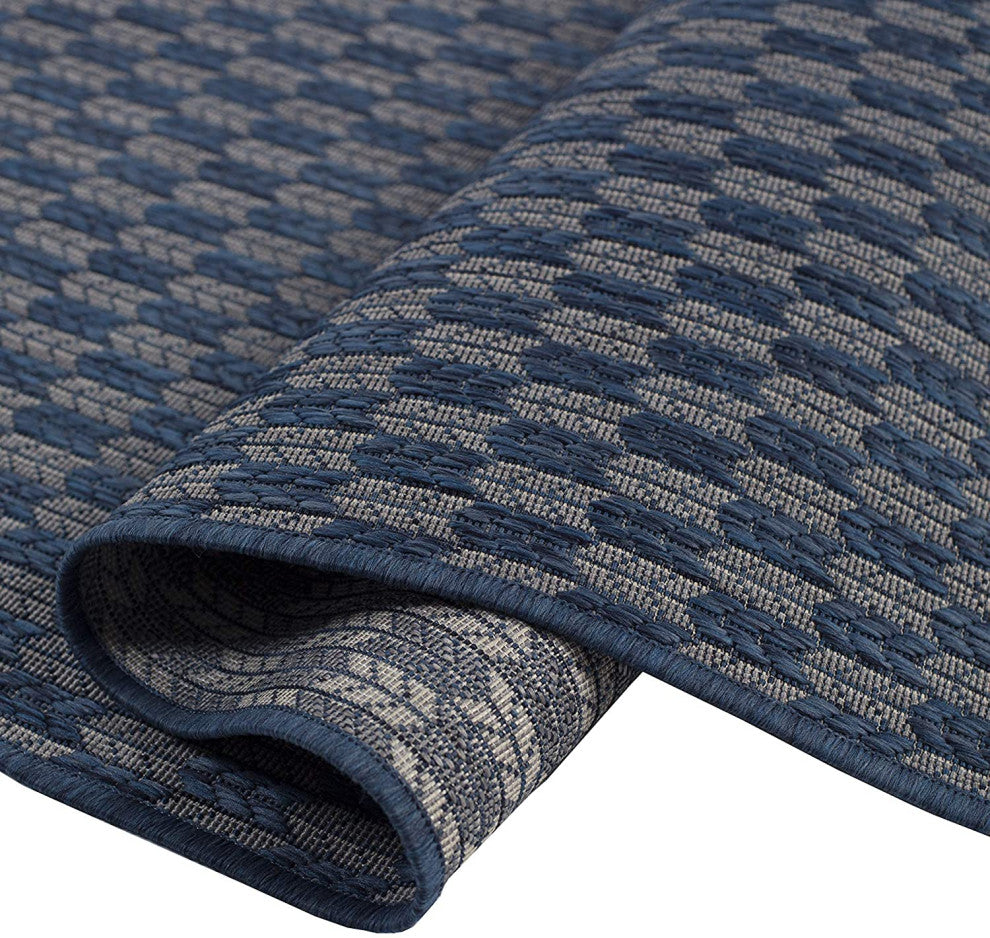 Outdoor Collection Geometric Rug - Bohemian Rug, Midnight Blue, 5'3"x7'6"