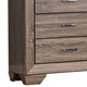 Transitional Style Wooden Dresser with Six Drawers and Metal Handles, Brown
