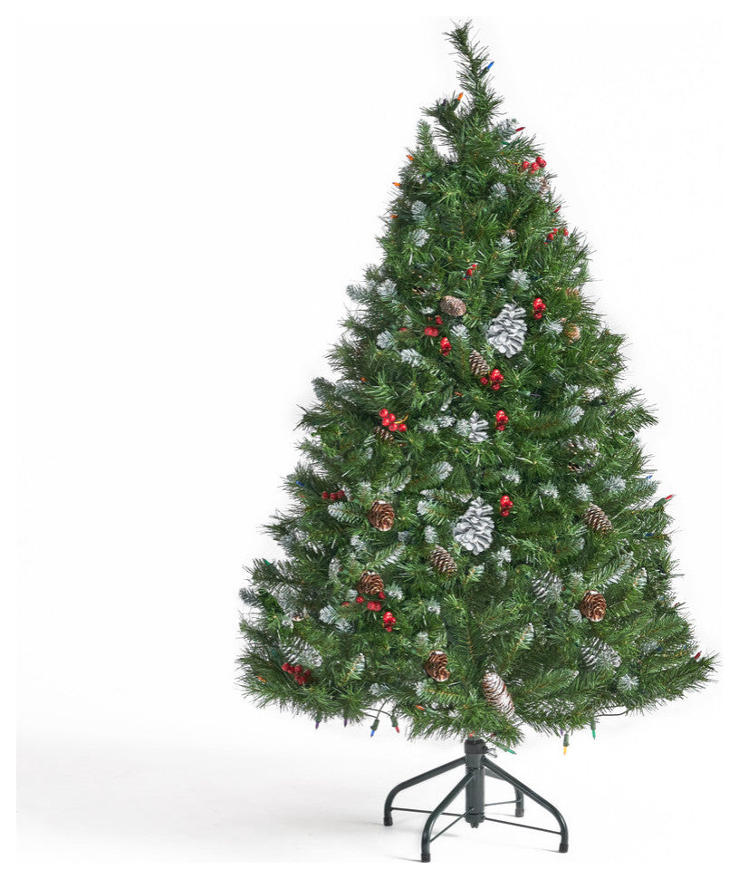 4.5' Mixed Spruce Artificial Christmas Tree, Pre-Lit Multi-Colored