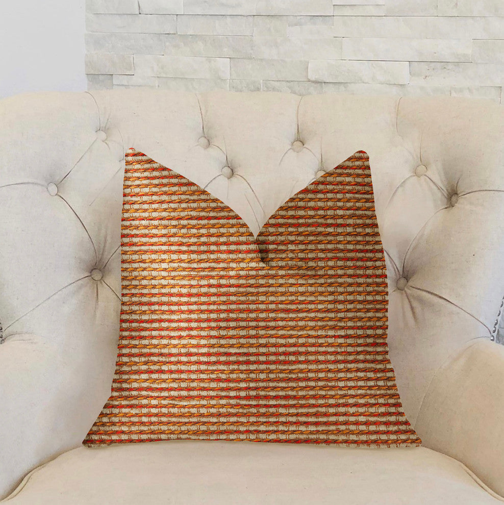 French Brick Orange and Beige Luxury Throw Pillow, 20"x20"