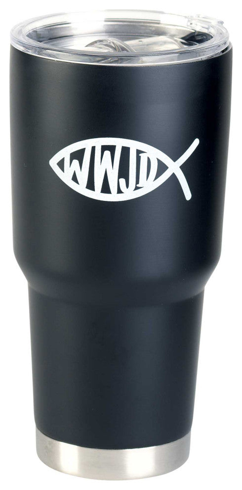 Fish Wwjd Tumbler, Black, 30 Oz
