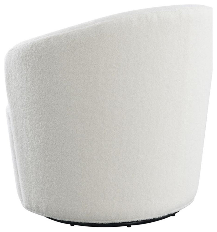 Pemberly Row Modern Fabric Upholstered Swivel Barrel Chair White