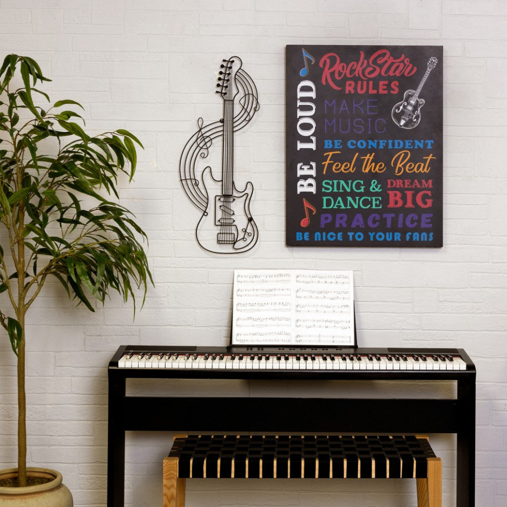 Black Metal Electric Guitar Wall D"cor