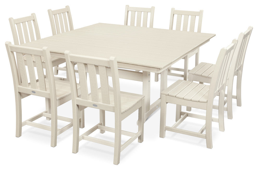 POLYWOOD Traditional Garden 9-Piece Farmhouse Dining Set