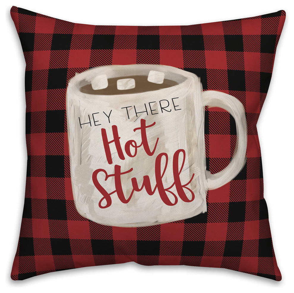 Plaid Hot Cocoa 16"x16" Throw Pillow