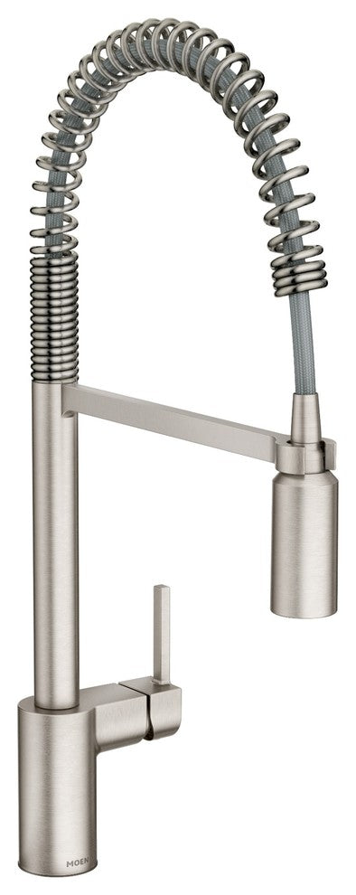 Spot Resist Stainless 1-Handle Spring Pulldown Kitchen Faucet