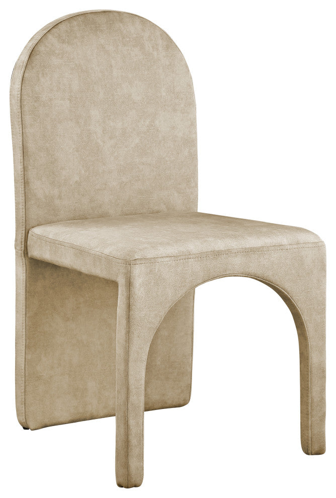 Summer Velvet Upholstered Dining Arm Chair (Set of 2), Beige, Side Chair