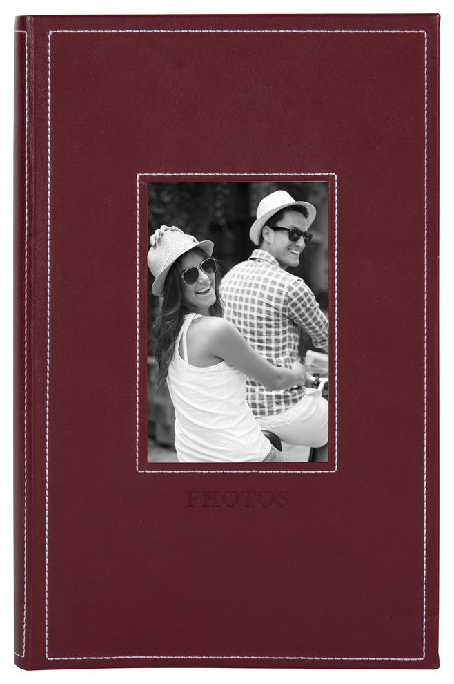 Debossed Faux Leather Photo Album Red, 300 Photos