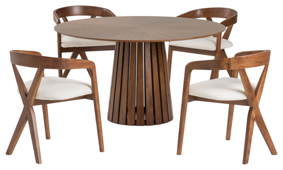 Modrest Weiss Mid-Century Modern Walnut Round Dining Table