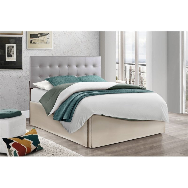Glory Furniture Super Nova Faux Leather Upholstered King Headboard in Light Gray