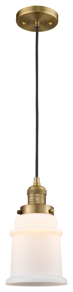 Canton 1-Light Mini Pendant, Brushed Brass, Matte White