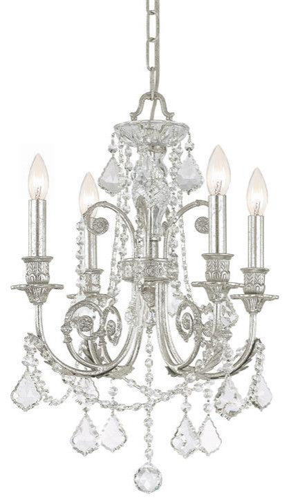 Regis 4 Light Clear Swarovski Strass Crystal Silver Mini Chandelier