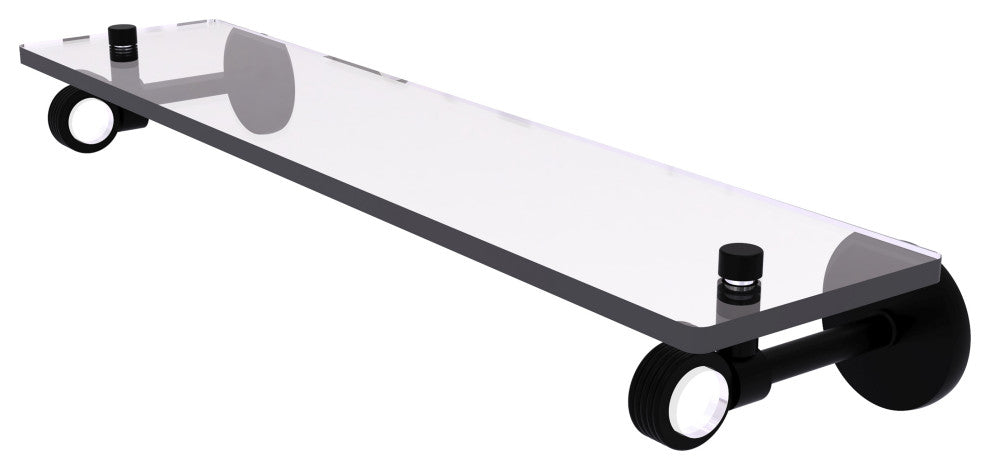 Clearview 22" Glass Shelf with Groovy Accents, Matte Black