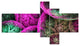 Pink Green Dramatic Clouds, Abstract Canvas Wall Art, 60"x32", 5 panels