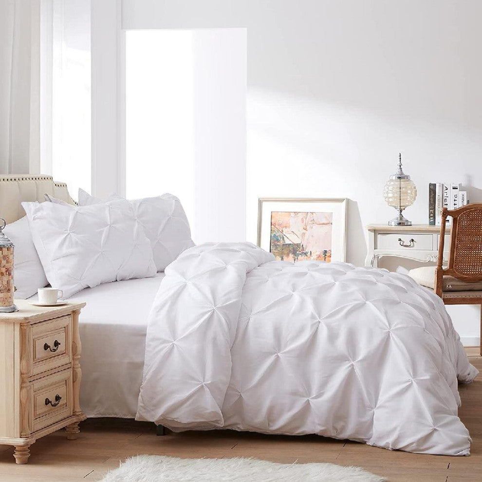 Organic Cotton 300 TC GOTS Certified 8 Internal Ties Fair Trad Pintuck Duvet Set