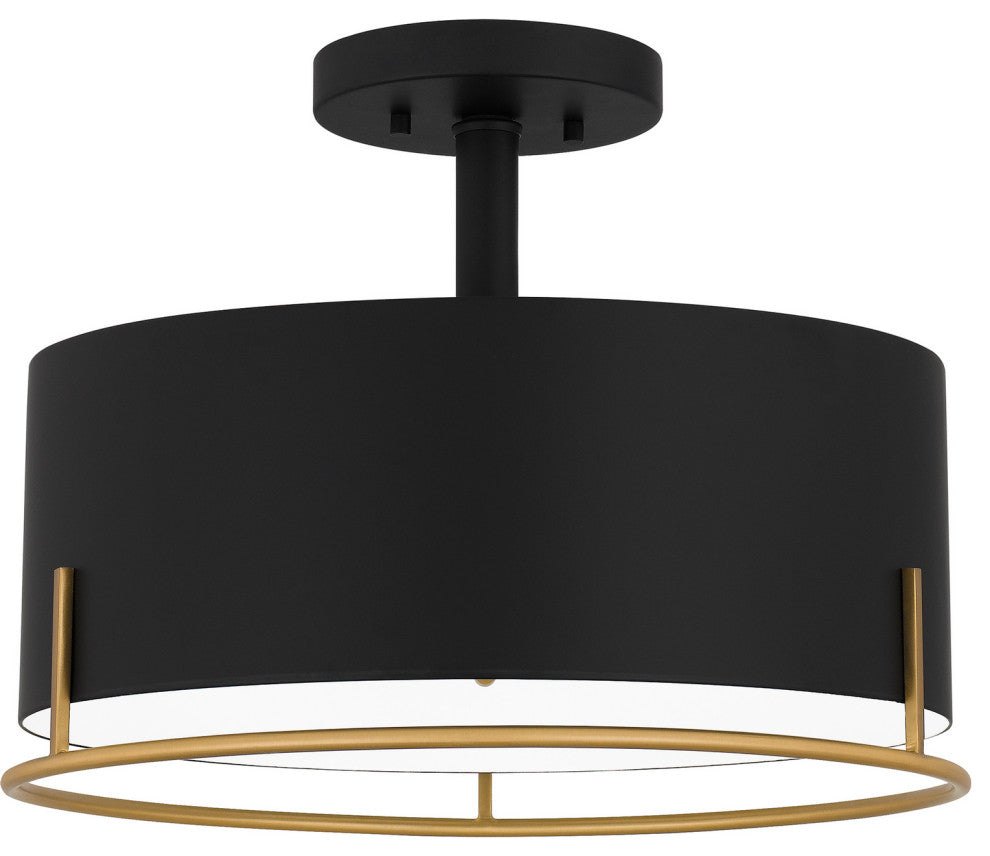 Quoizel-QSF5580MBK- 3 Light Semi Flush Mount, Quoizel Semi-Flush Mount