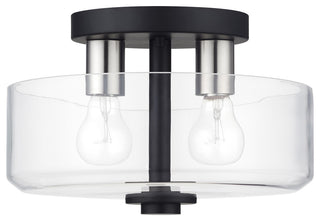 Whitworth 2 Light Black Medium Semi-Flush with Clear Glass