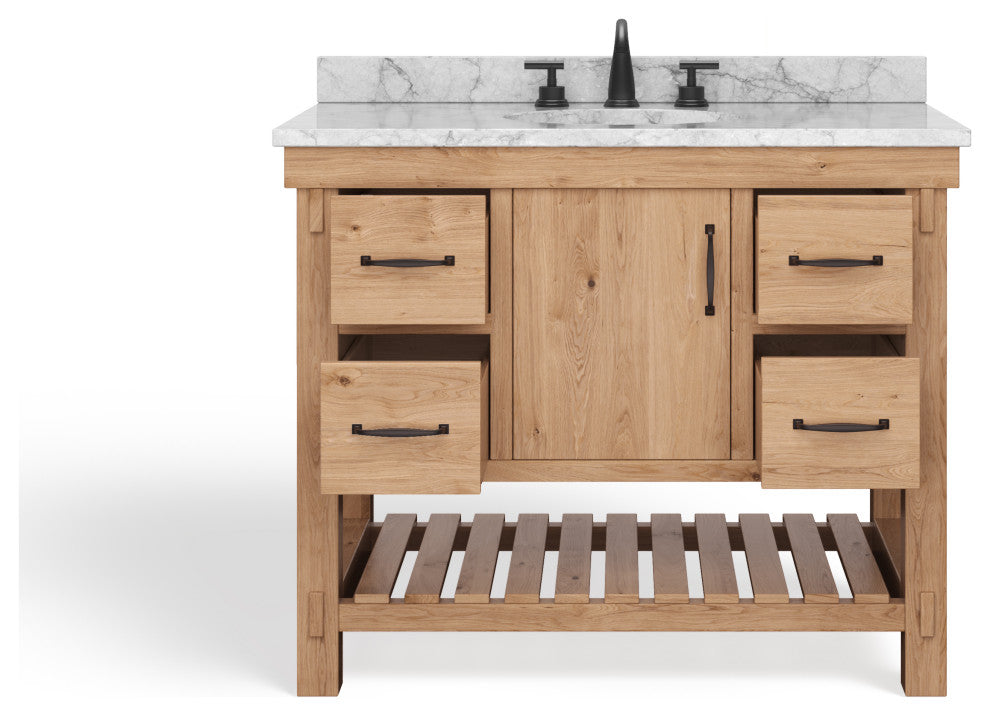 Bosque Bath Vanity, Driftwood, 42", Single Sink, Undermount, Freestanding