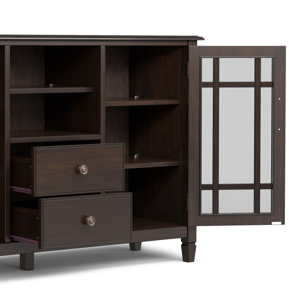 Connaught Solid Wood Tall TV Stand, Dark Chestnut Brown For TVs up to 60"