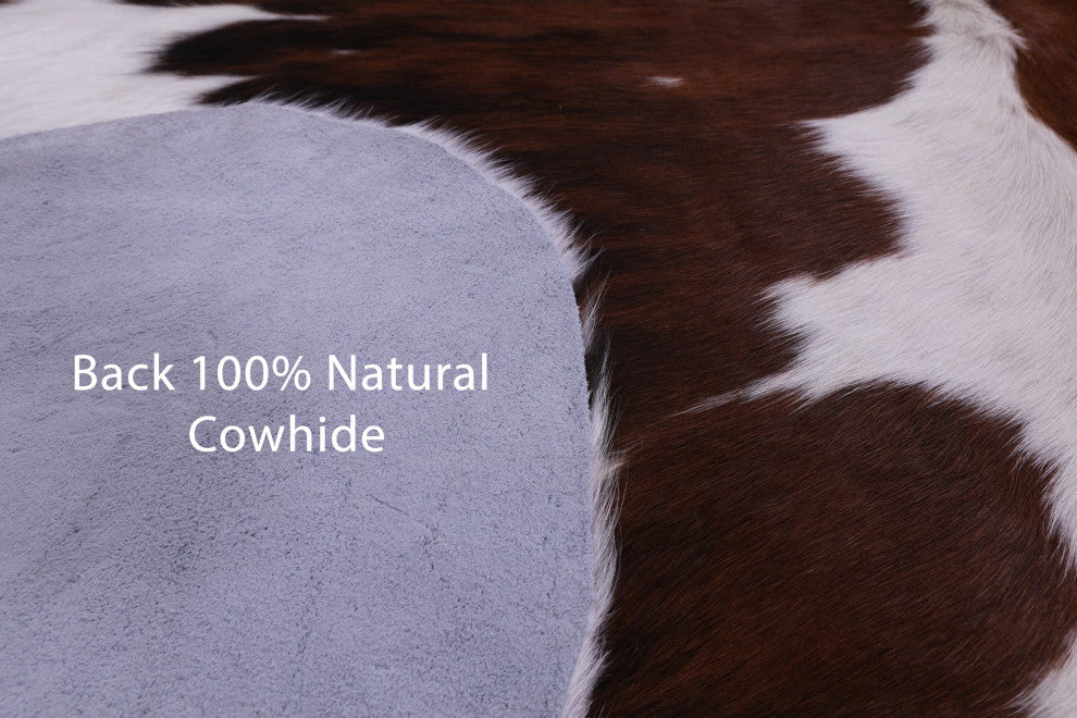 6' 8" X 5' 7" Brown and White Natural Cowhide Rug C1812