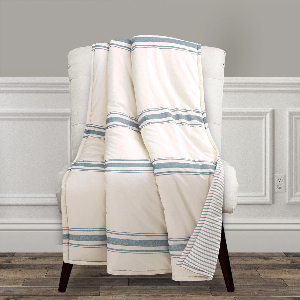 Farmhouse Stripe Throw, 50"x60", Blue
