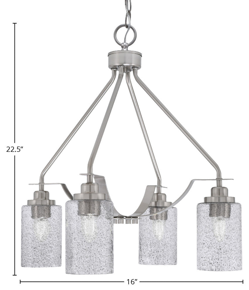 Odyssey 4 Light, Chandelier In Brushed Nickel Finish With 4" Smoke Bubble Glass