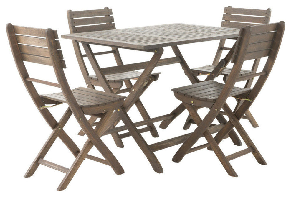 GDF Studio Vicaro Outdoor Acacia Wood Foldable Dining Set