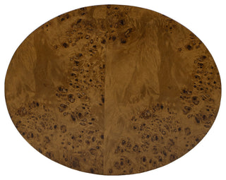 Nebula 20" Burl Wood Accent Oval Pillar Side Table, Medium Brown Walnut