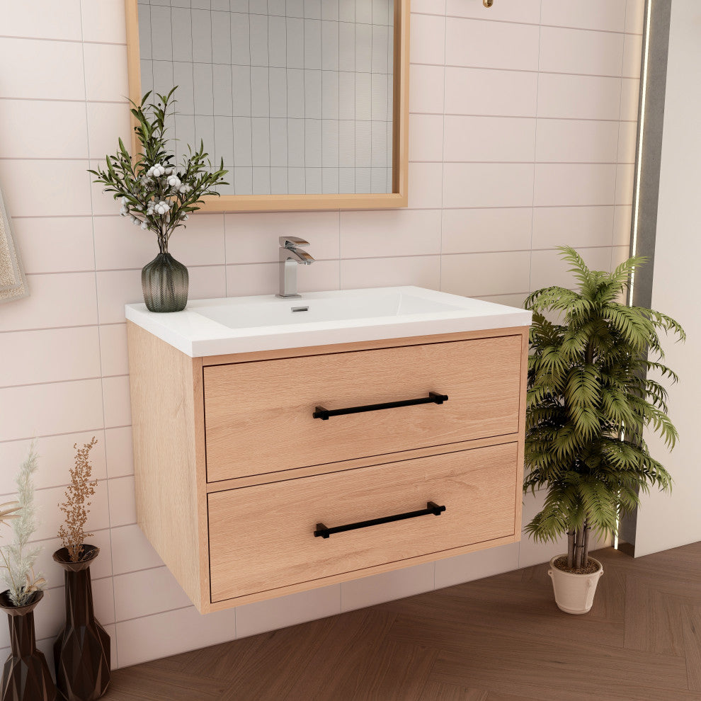 Victoria 30" Solid Wood Bath Vanity, Red Oak