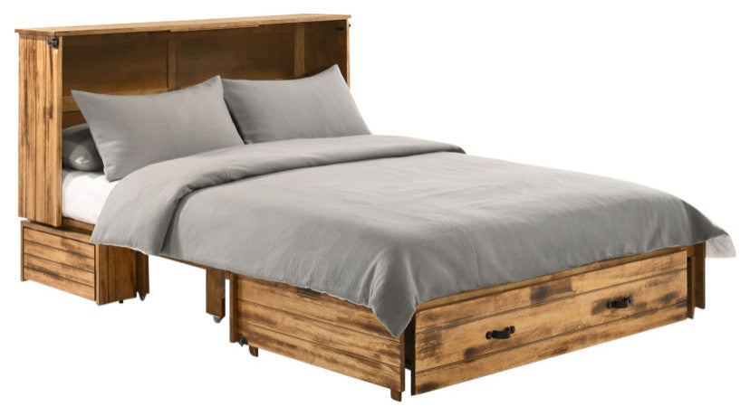 Ranchero Cabinet Murphy Bed with Gel Memory Foam Mattress, Bakar