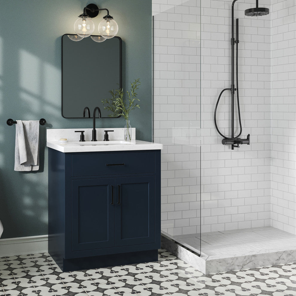 Ariel Hepburn 30" Single Rectangle Sink Vanity, Carrara Quartz