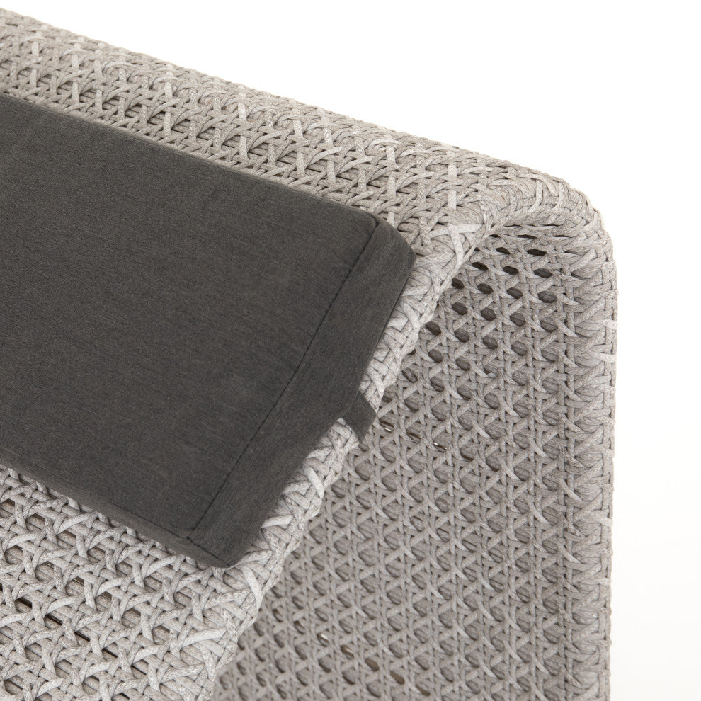 Paige Outdoor Woven Chaise Lounge-Grey