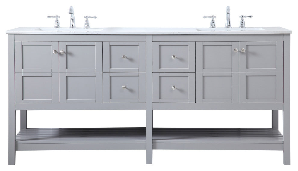 Grey 72" Double Sink Bathroom Vanity