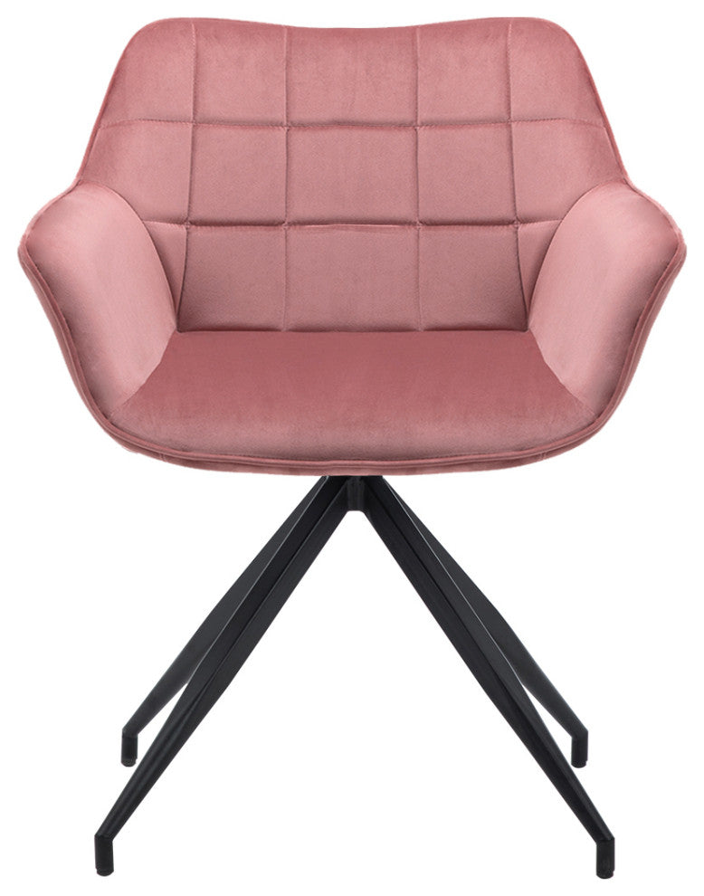 Square Tufted Spider Legs Velvet Accent Chair, Pink