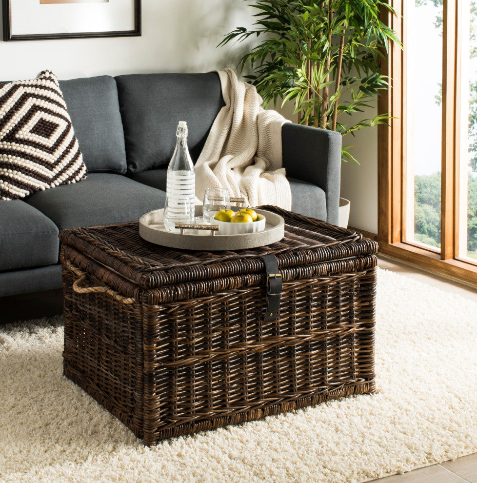 happimess Caden 30" Wicker Storage Trunk, Brown