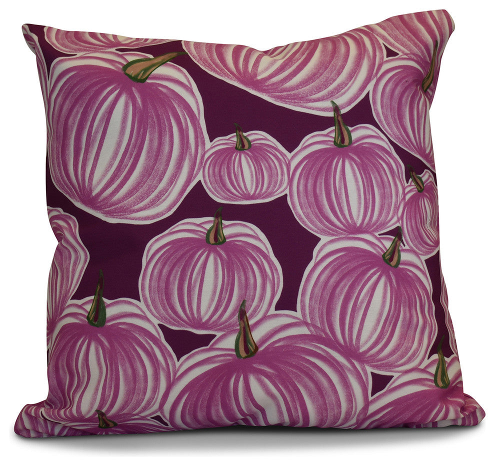Pumpkins-A-Plenty Geometric Print Pillow, Purple, 16"x16"