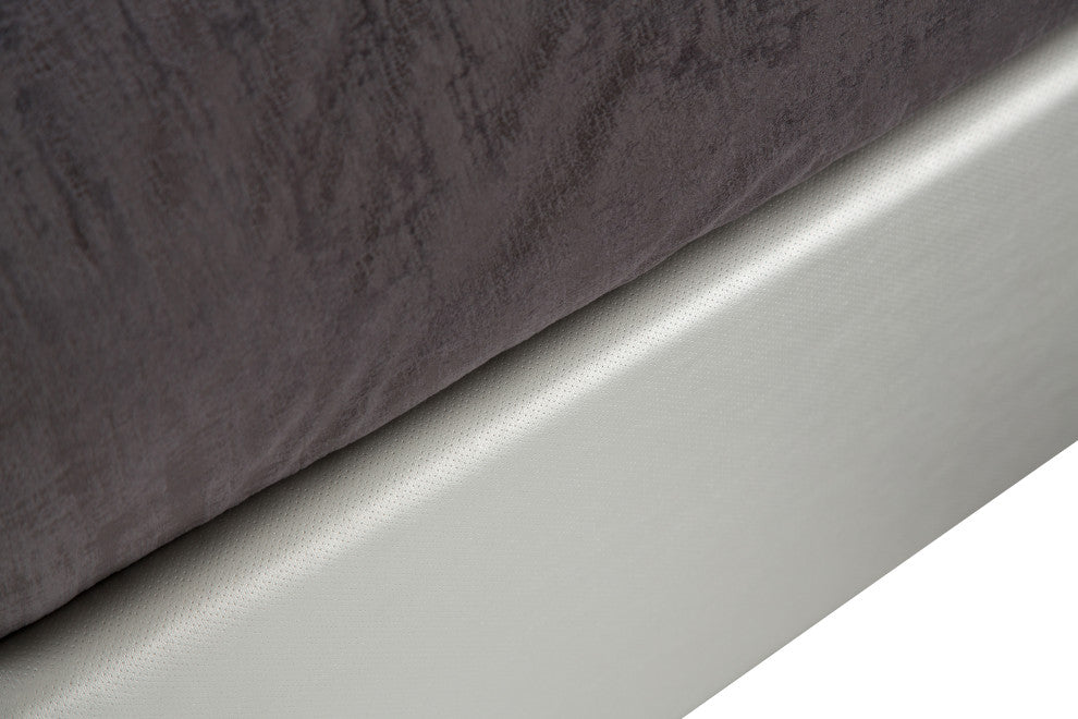 Melrose Plaza Eastern King Velvet Panel Bed, Dove Gray