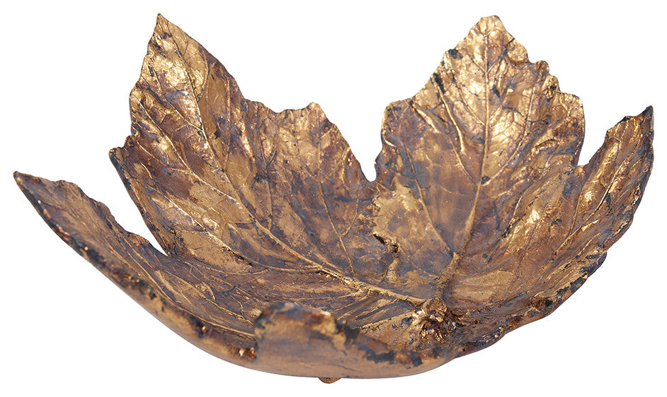 Antique Gold Maple Leaf Tray, Large