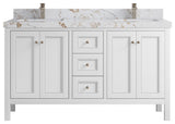 Nashville 60" Double Bathroom Vanity, White 2" Viola Gold